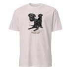  Light Grey t-shirt with Black Lab dog illustration and If It's Not A Black Lab It's Just A Dog T-shirt on a white background