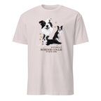 Light Grey t-shirt with Border Collie dog illustration and If It's Not A Border Collie It's Just A Dog T-shirt on a white background