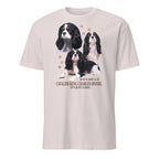 Light Grey t-shirt with Cavalier King Charles Spaniel dog illustration and If It's Not A Cavalier King Charles Spaniel It's Just A Dog T-shirt on a white background