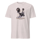 Light Grey t-shirt with German Shorthair Pointer dog illustration and If It's Not A German Shorthair Pointer It's Just A Dog T-shirt on a white background