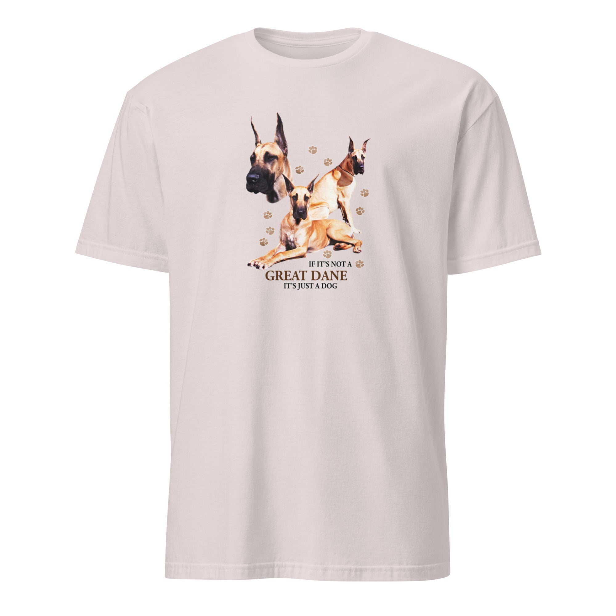 Light Grey t-shirt with Great Dane graphic and If It's Not A Great Dane It's Just A Dog text on a white 