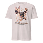 Light Grey t-shirt with German Shepherd graphic and If It's Not A German Shepherd It's Just A Dog text on a white background