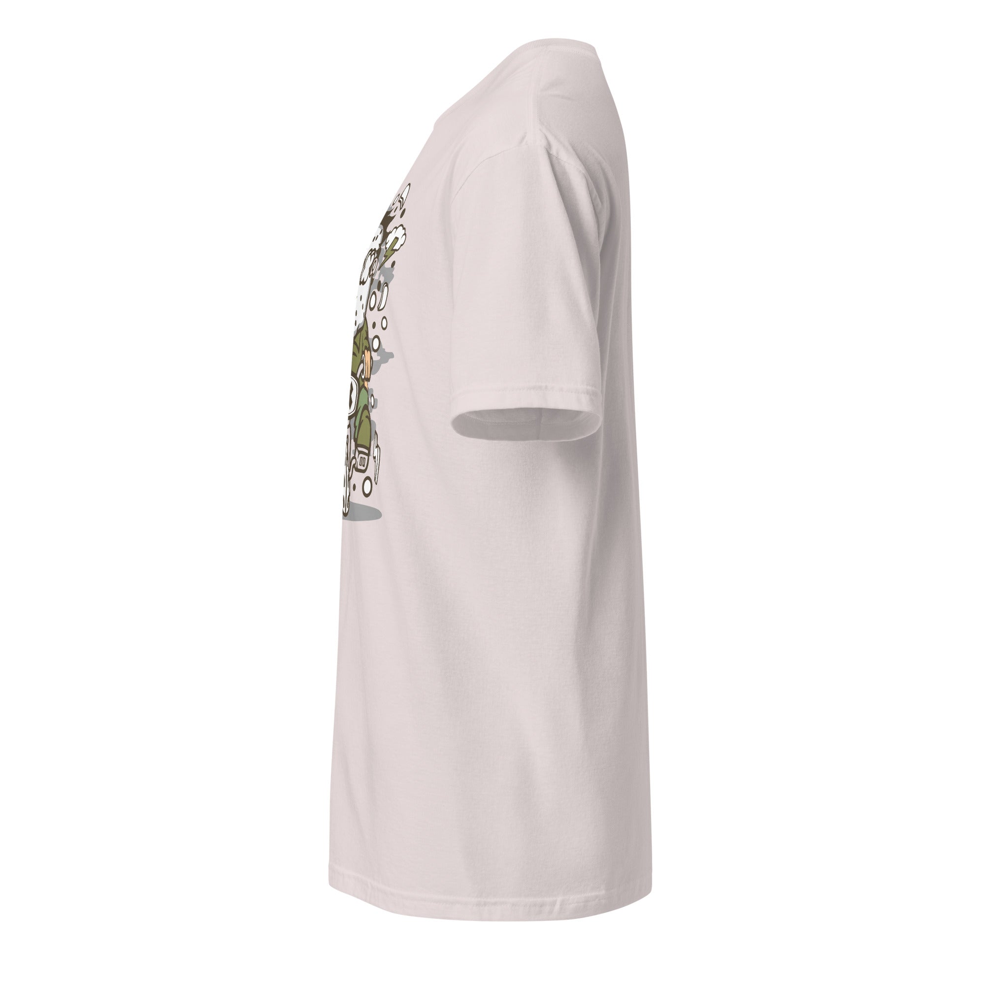 Left view of a Plain ice grey t-shirt on a white background