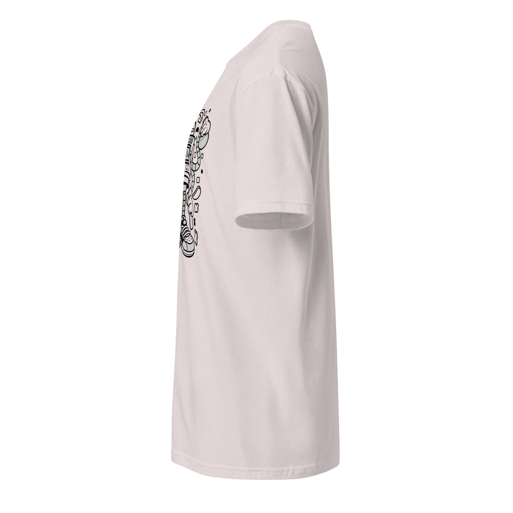 Left view of a Plain ice grey t-shirt on a white background