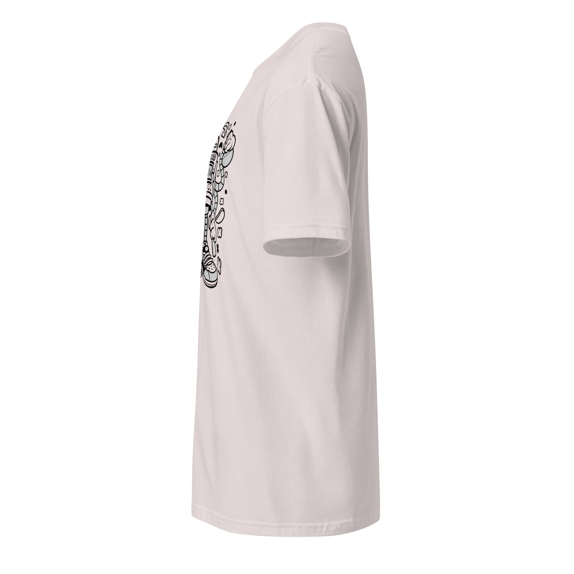 Left view of a Plain ice grey t-shirt on a white background