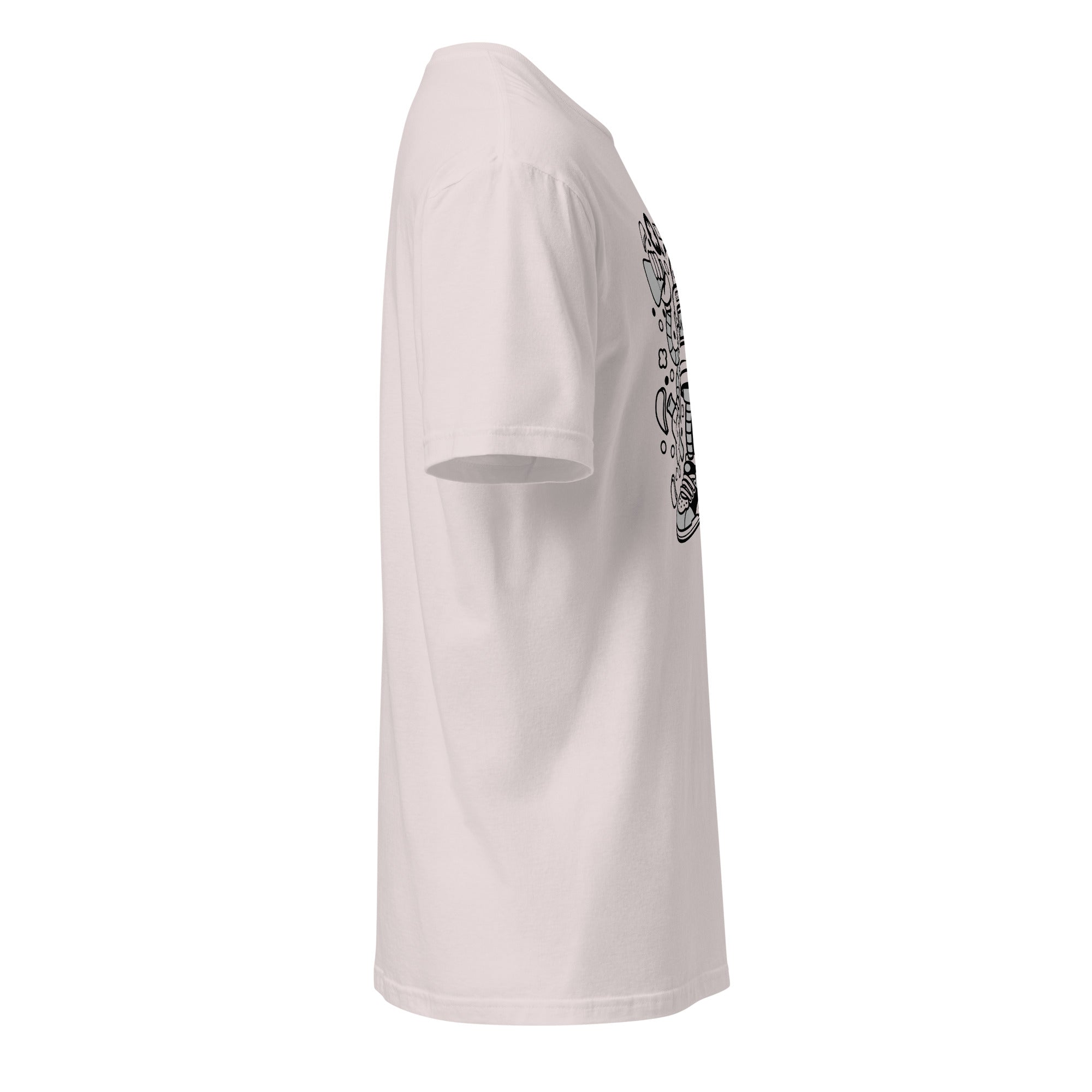 Right view of a Plain ice grey t-shirt on a white background