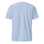 Light blue t-shirt back on a white background