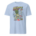 Light blue t-shirt with colorful pineapple-themed graphic design on a white background