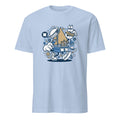 Light blue t-shirt with a nautical-themed graphic design on a white background