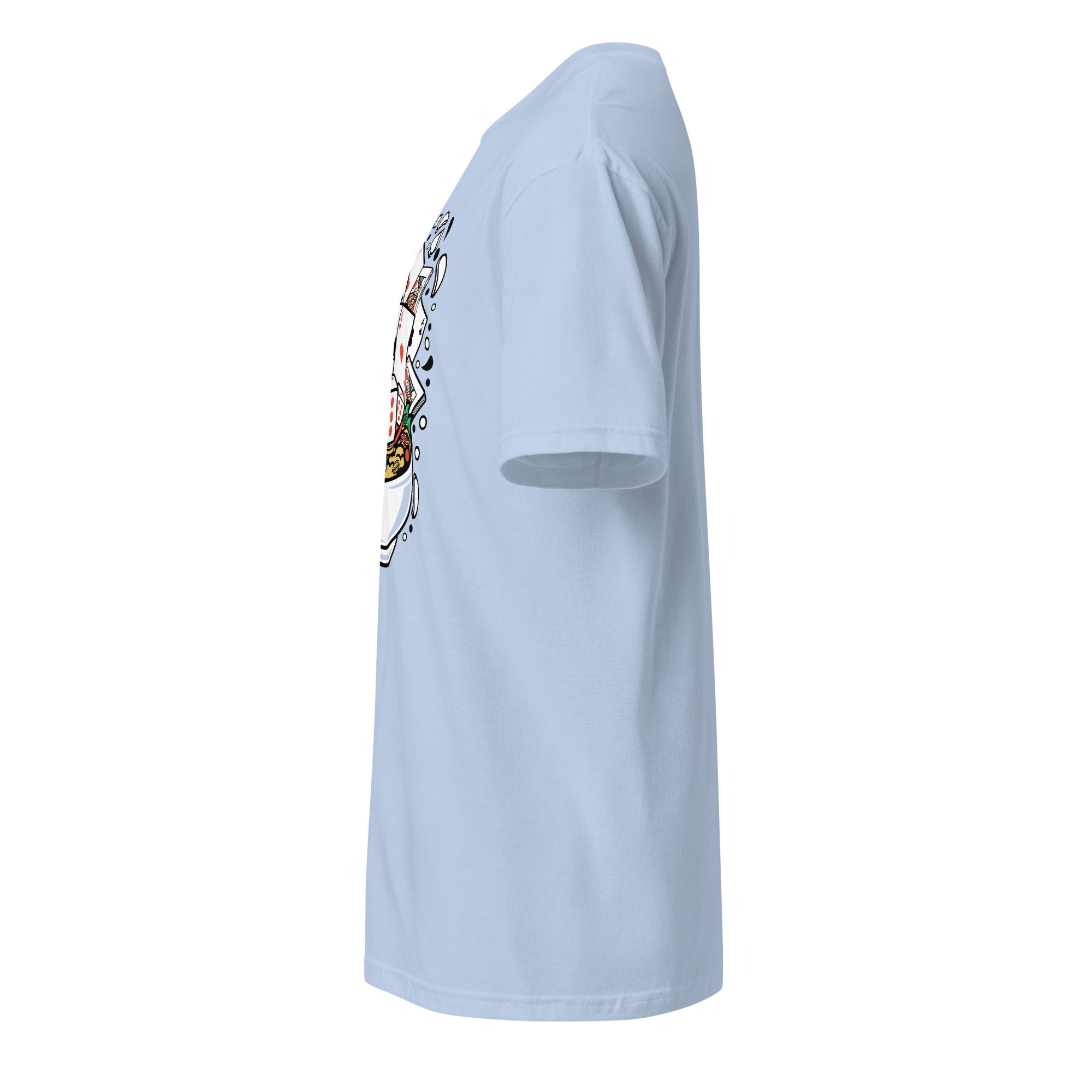 Plain Light blue t-shirt left side on a white background