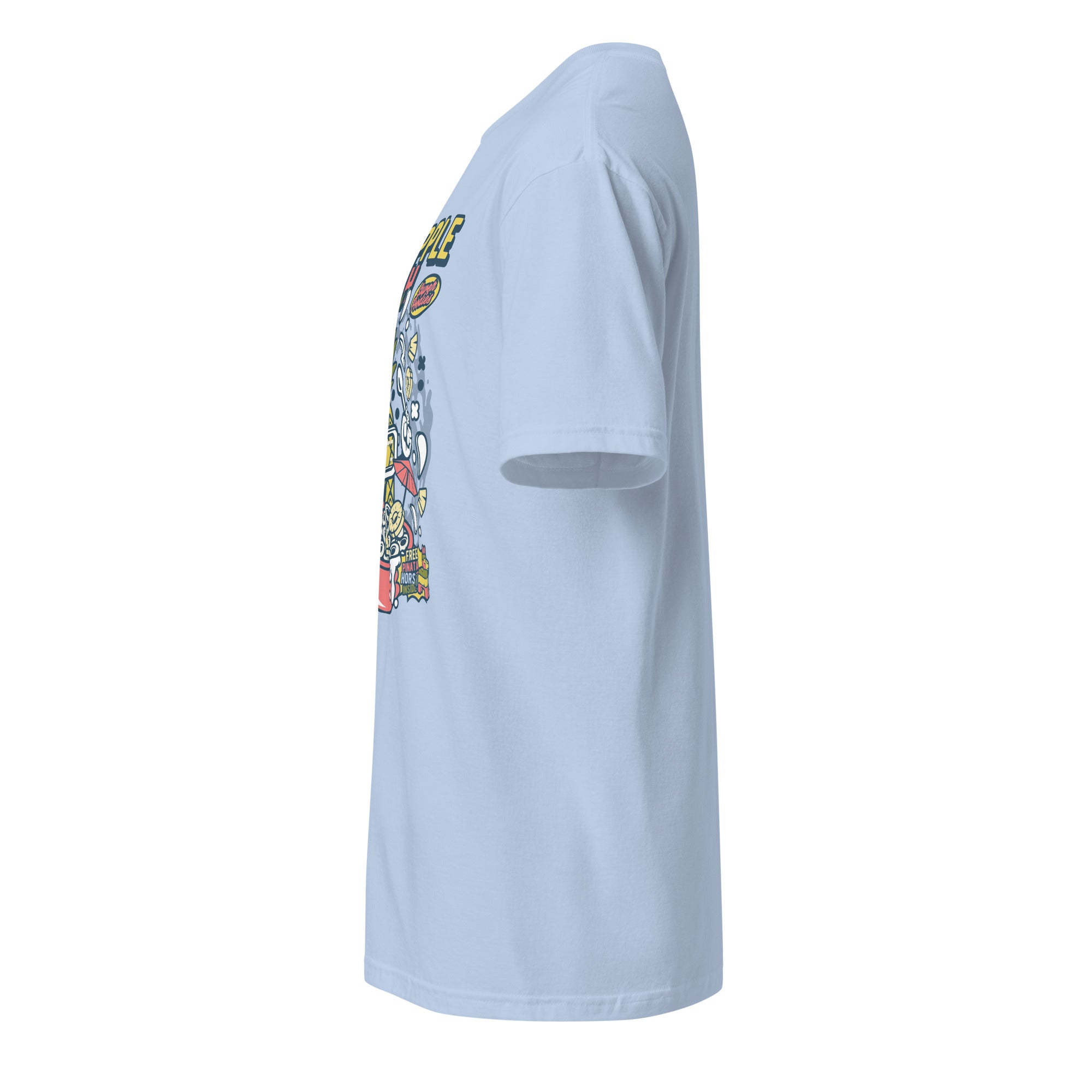 Plain Light blue t-shirt left side on a white background