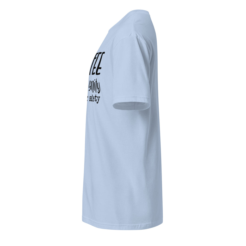 Plain Light Blue t-shirt left side on a white background