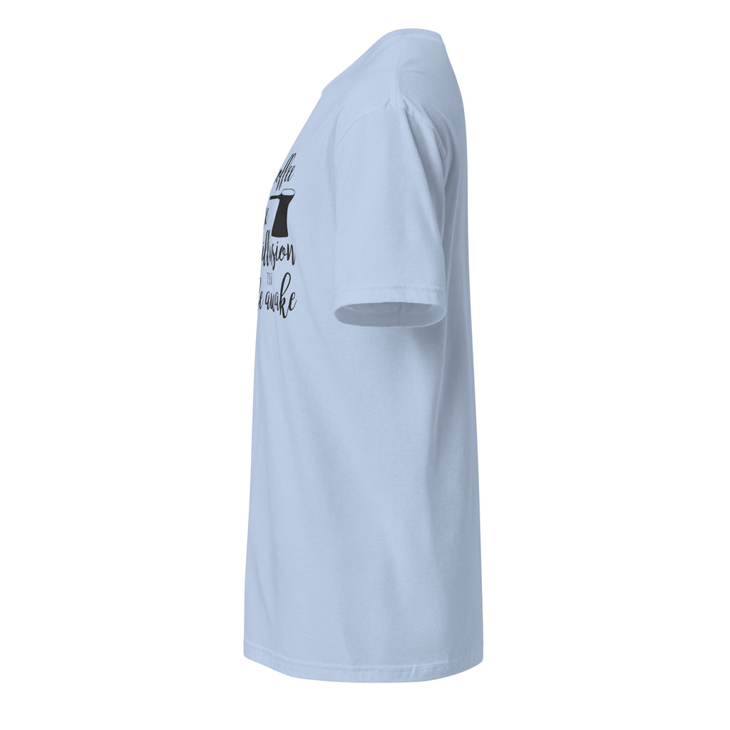 Plain Light Blue t-shirt left side on a white background