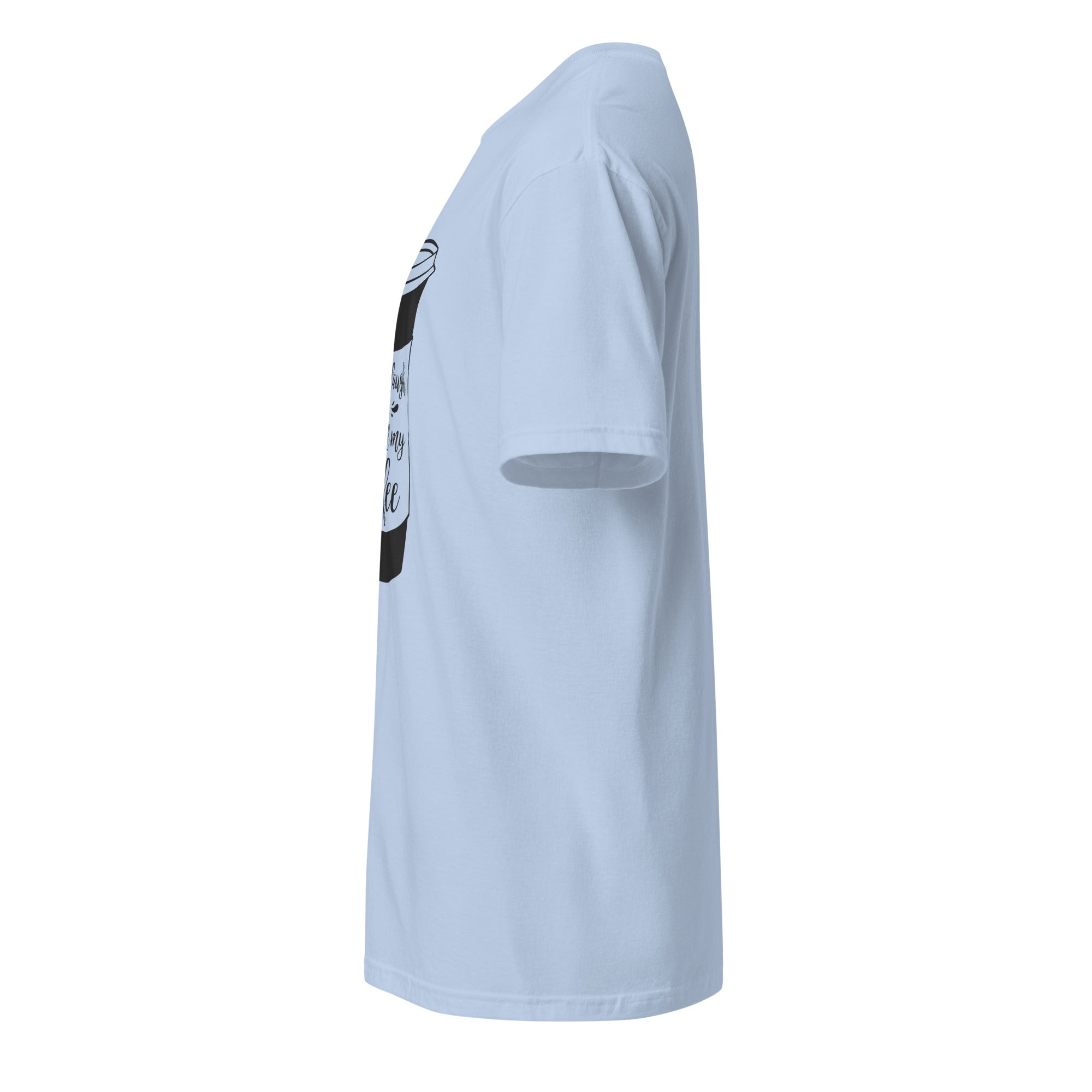 Plain Light Blue t-shirt left side on a white background