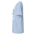 Plain Light Blue t-shirt left side on a white background