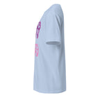 Left view of a Light blue t-shirt on a white background