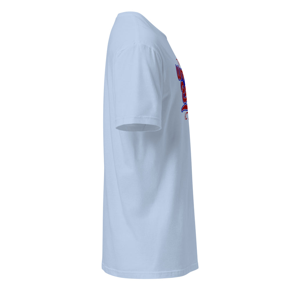 Plain Light blue t-shirt right side on a white background