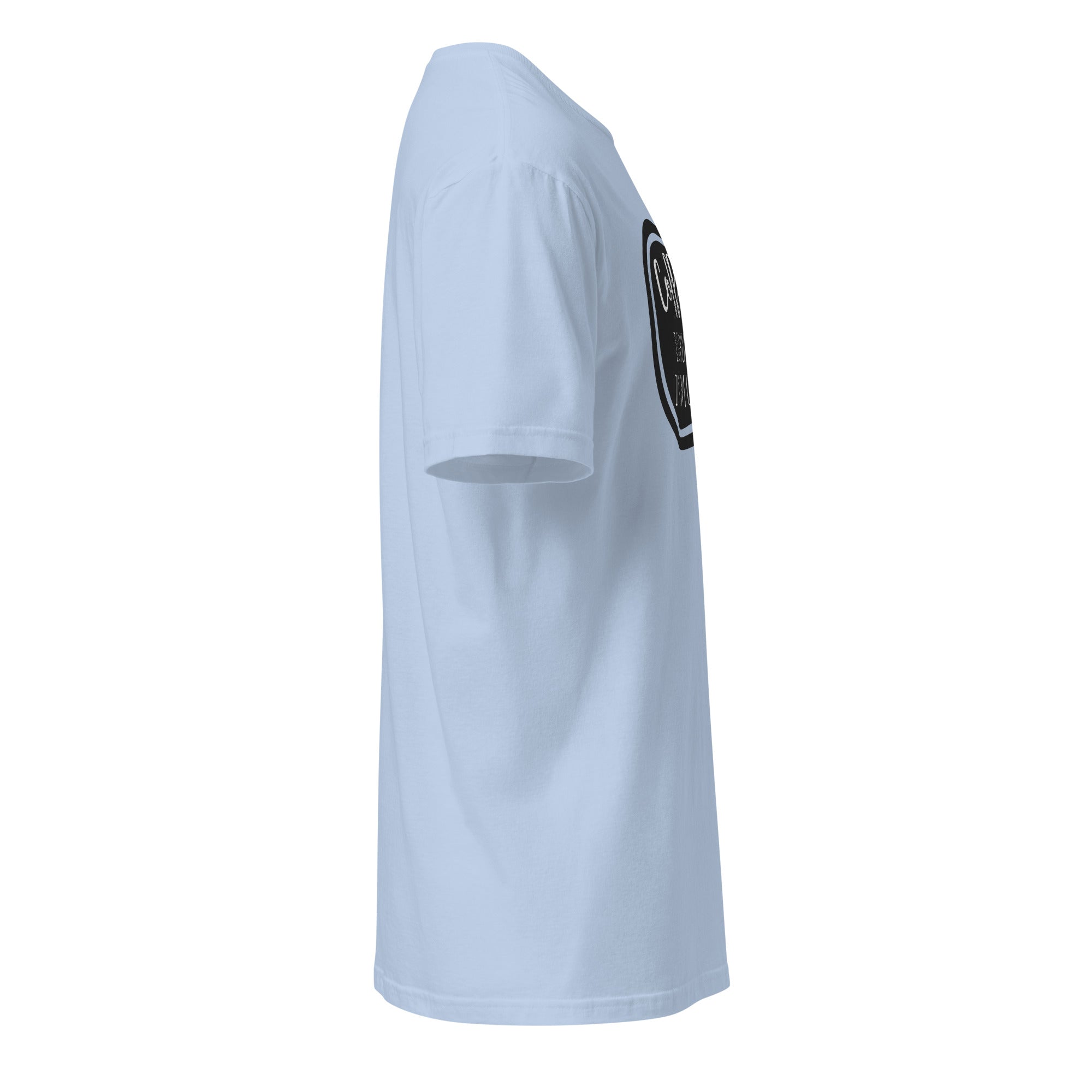 Plain Light Blue t-shirt right side on a white background