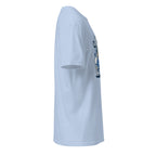 Right view of a plain Light blue t-shirt on a white background