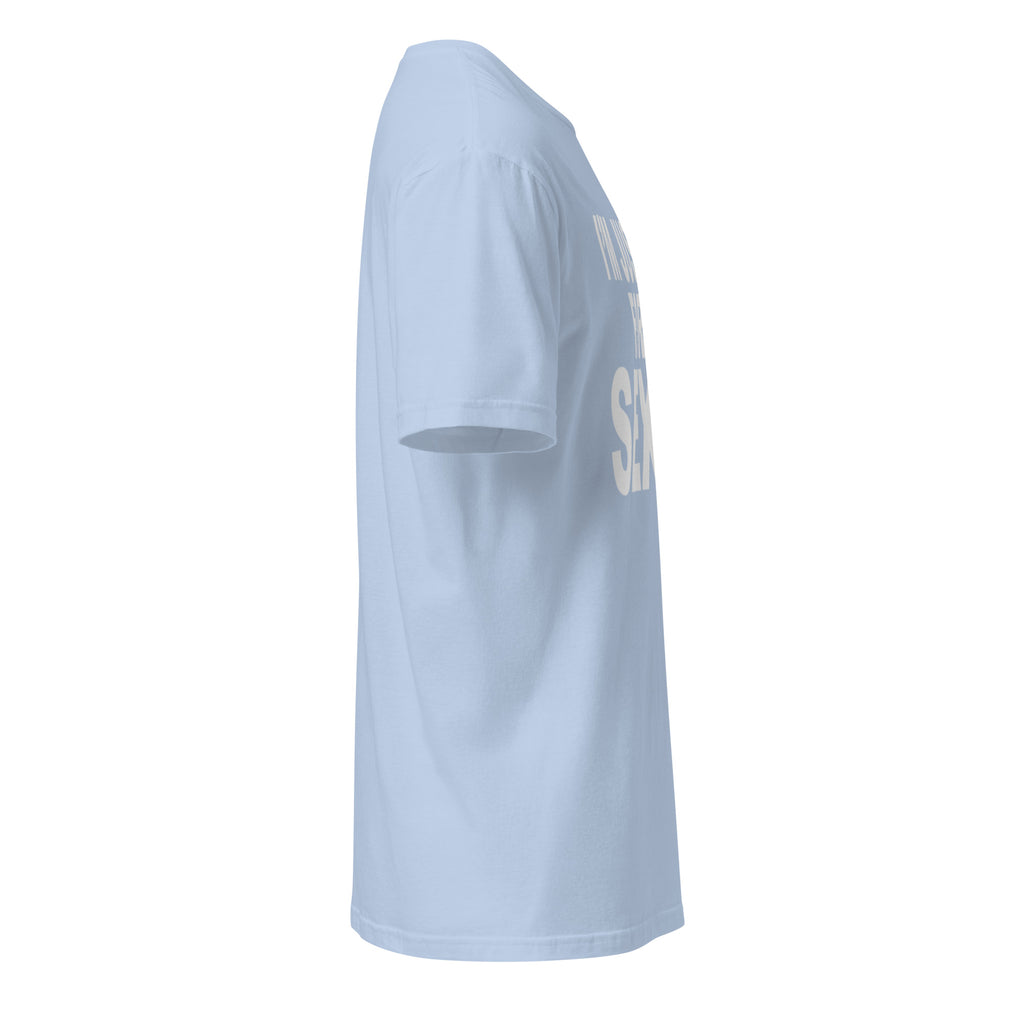 Light blue t-shirt right side on a white background