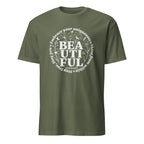 Military Green t-shirt with motivational quote on a white background