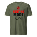 Military Green t-shirt with 'Hunting Mode On' text and target graphic on a white background