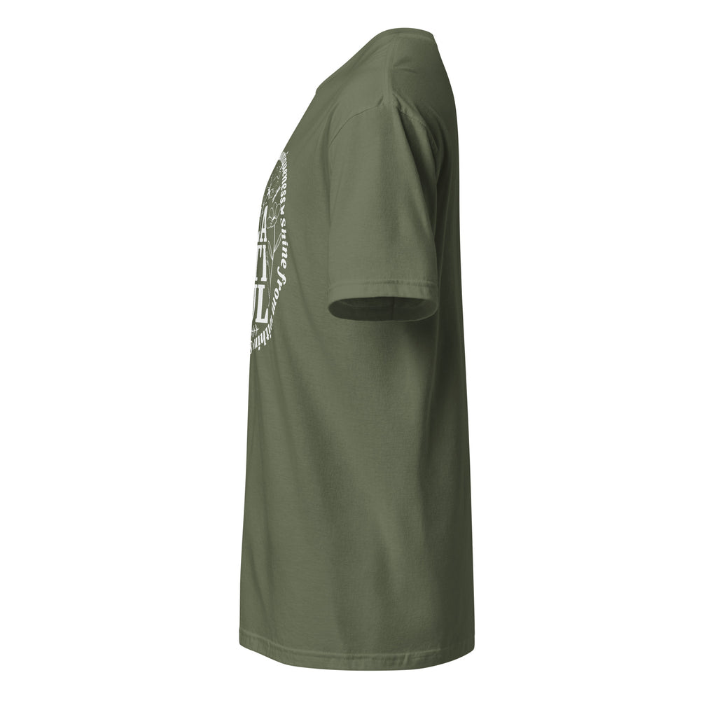Plain Military Green t-shirt left side on a white background