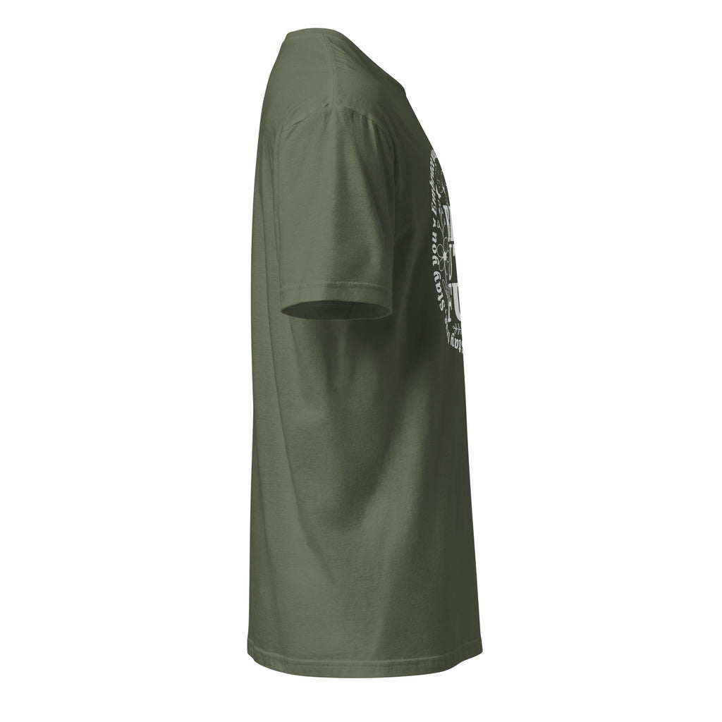 Plain Military Green t-shirt right side on a white background