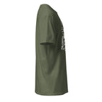 Right view of military green t-shirt on a white background