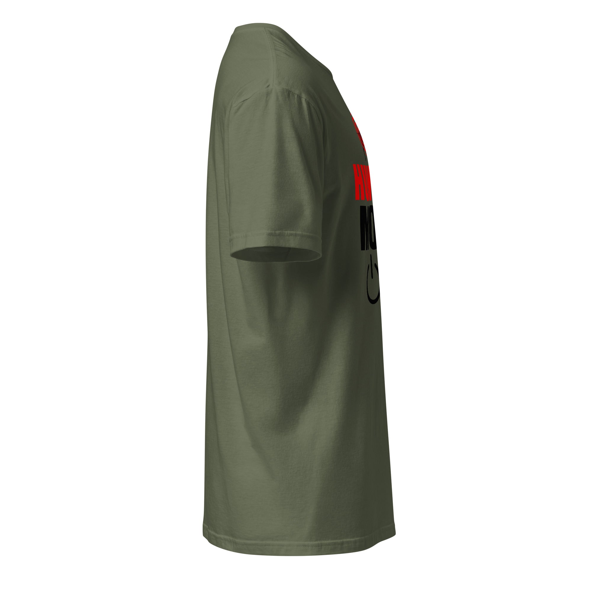 Right view of a plain Military Green t-shirt on a white background