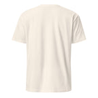 Back view of a natural t-shirt on a white background