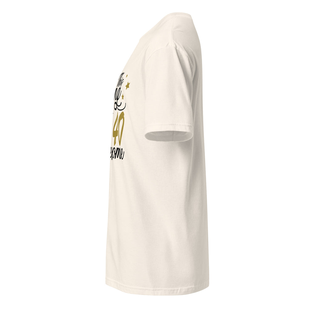 Left view of a natural t-shirt on a white background