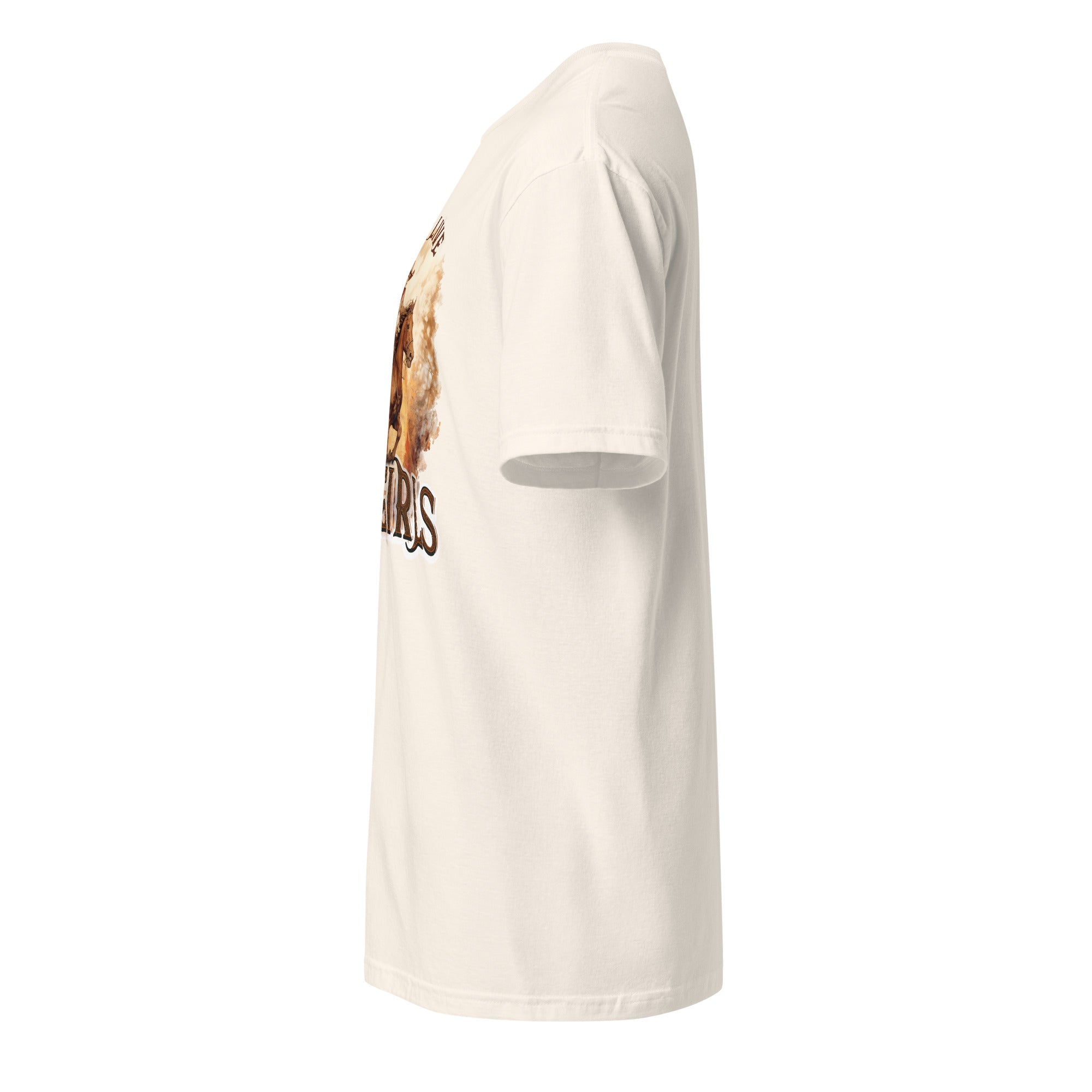 Left view of a natural t-shirt on a white background