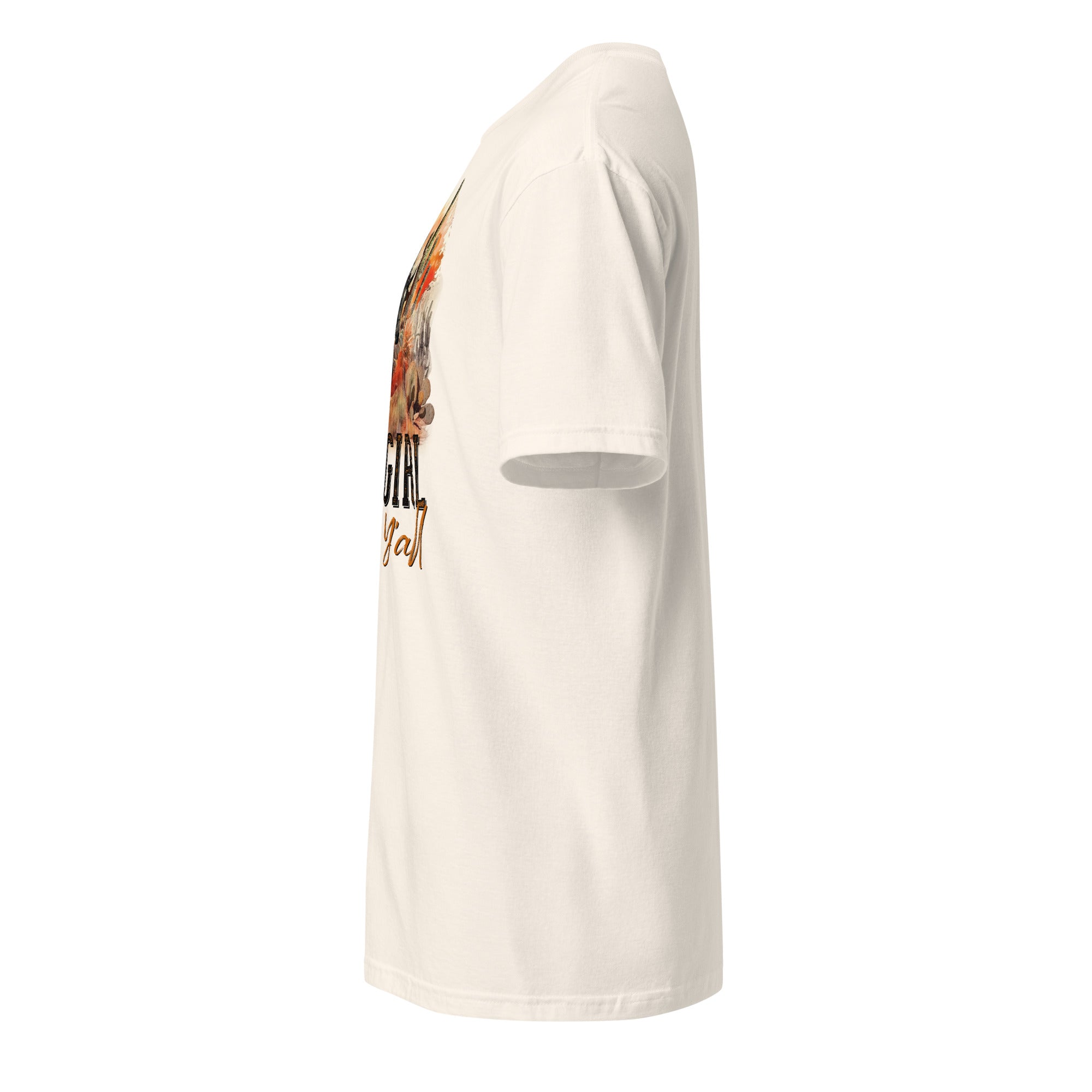 Left view of a natural t-shirt on a white background