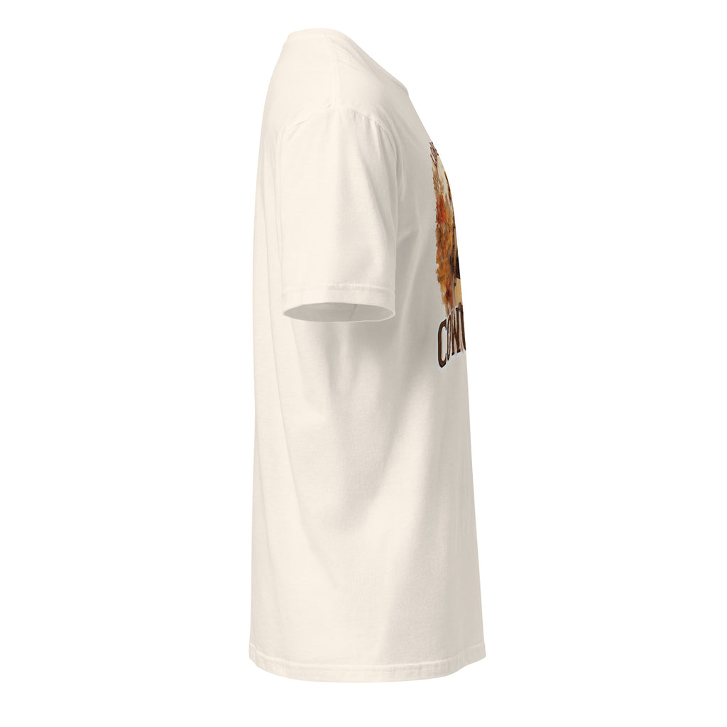 Right view of a natural t-shirt on a white background