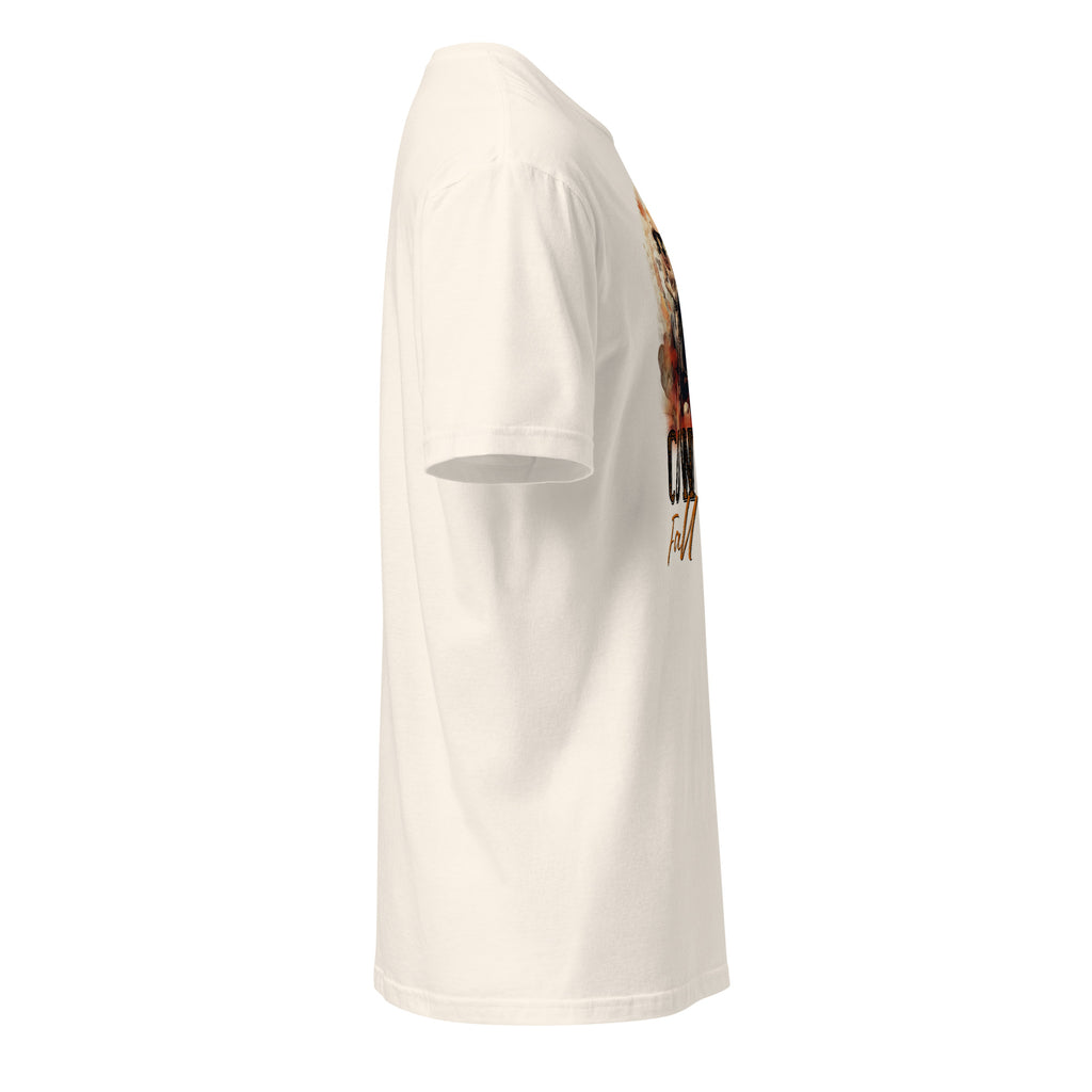 Right view of a natural t-shirt on a white background