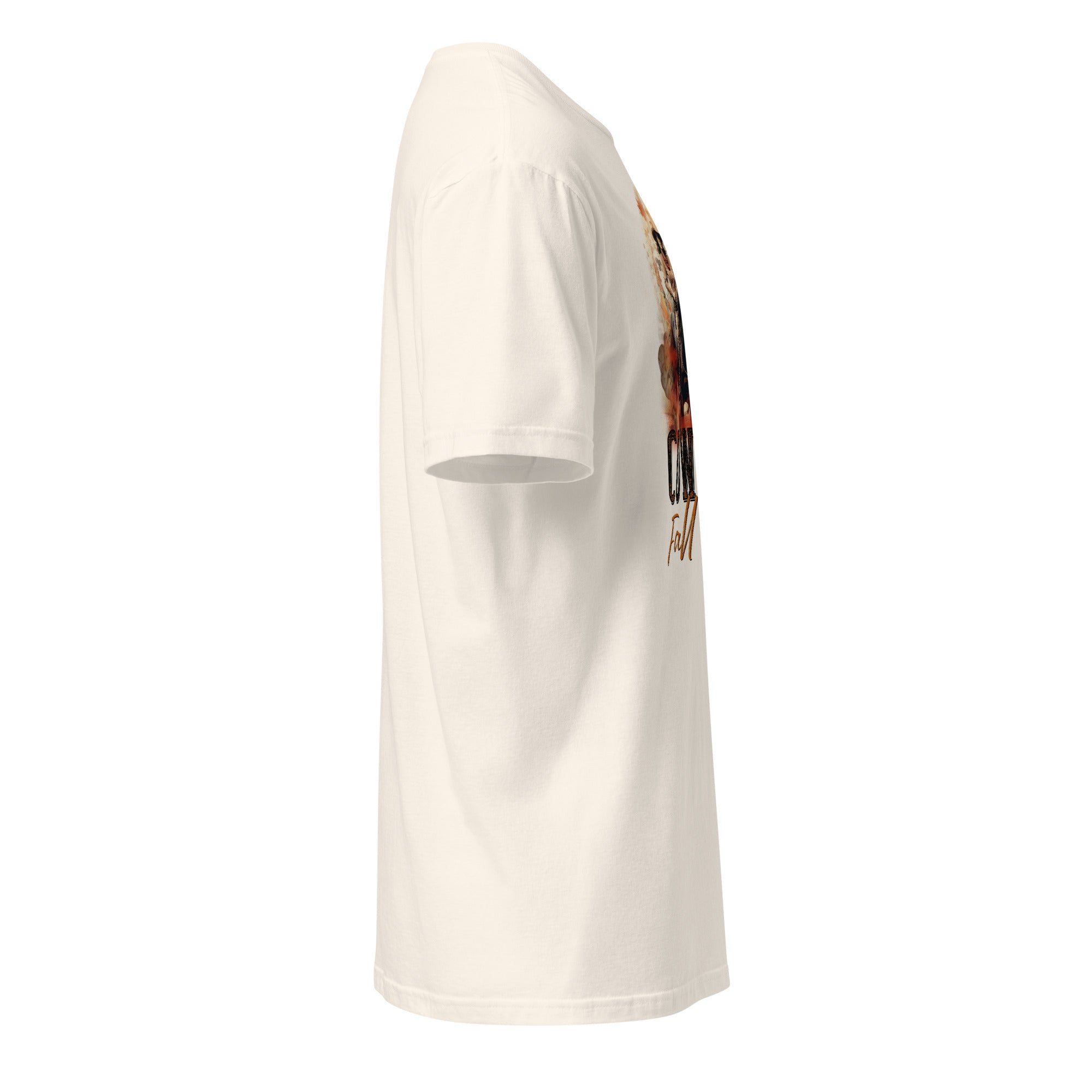 Right view of a natural t-shirt on a white background