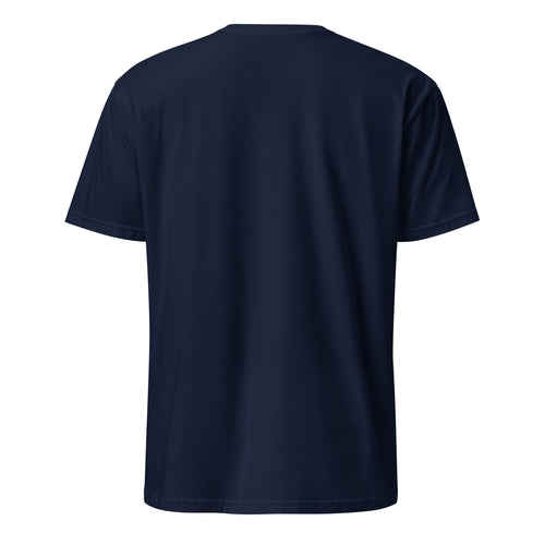 Plain Navy blue t-shirt back on a white background