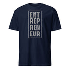 Navy blue t-shirt with 'ENTREPRENEUR' text on a white background