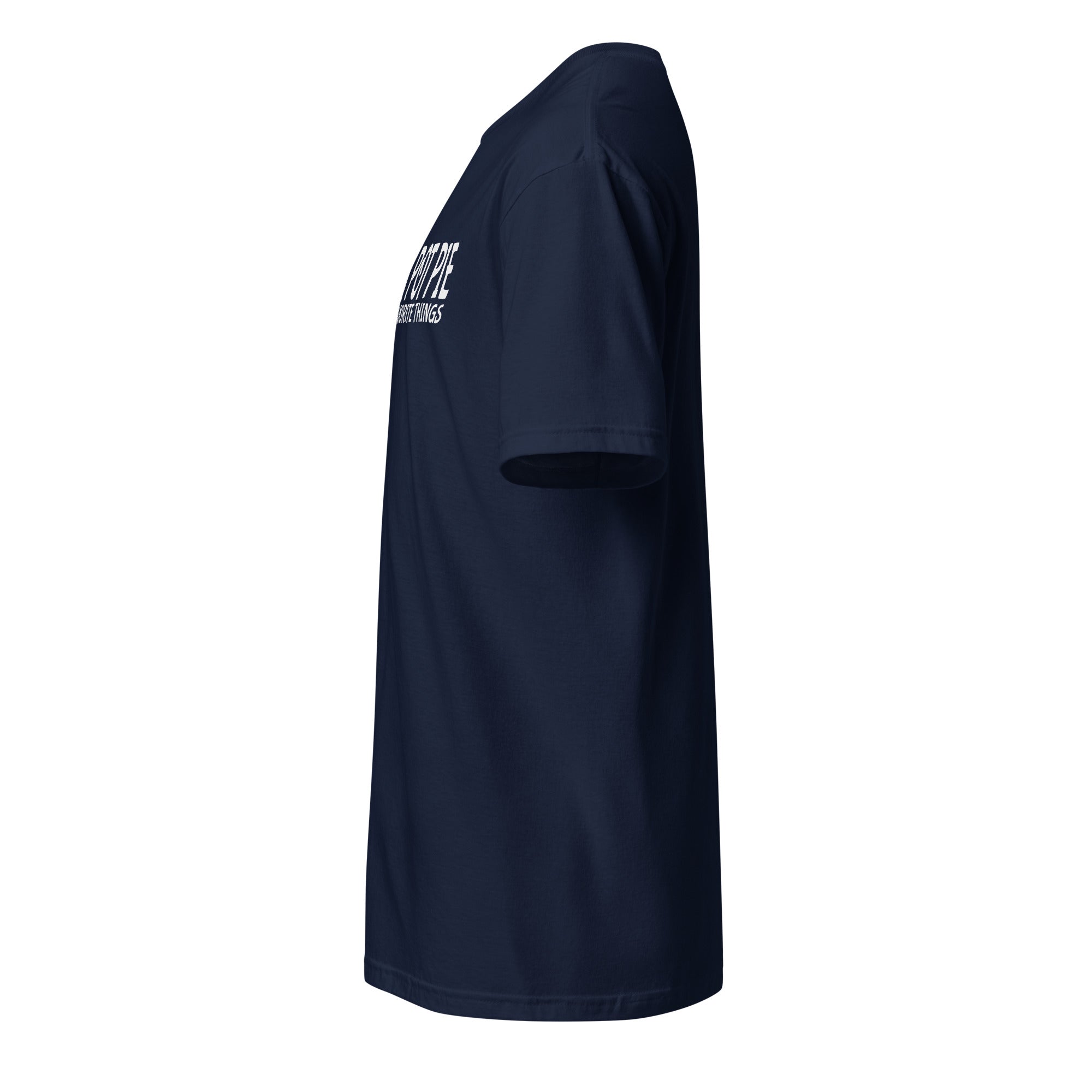 Plain Navy t-shirt left side on a white background