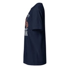 Plain Navy blue t-shirt left side on a white background
