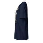 Plain Navy blue t-shirt left side on a white background