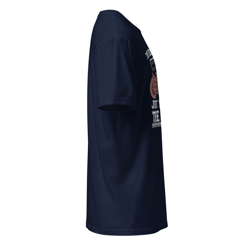 Plain Navy blue t-shirt right side on a white background