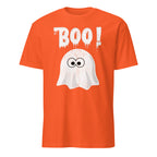 Unisex orange Halloween t-shirt with cute “Boo” ghost graphic
