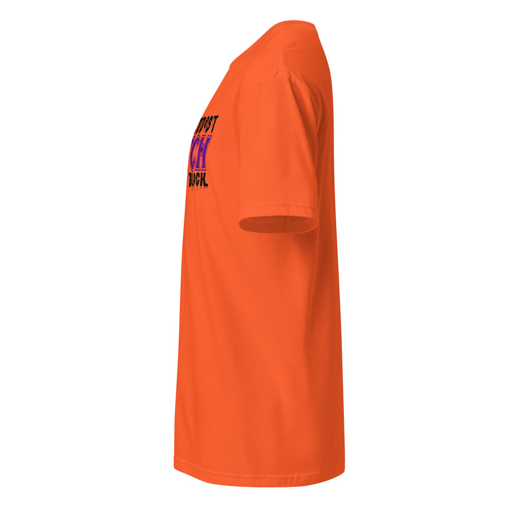 Left view of an Orange t-shirt on a white background