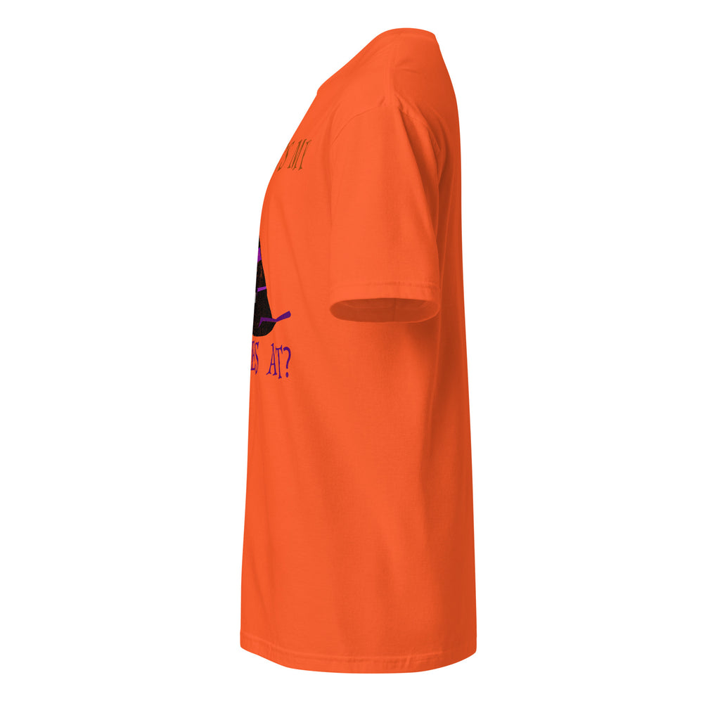Left view of a orange t-shirt