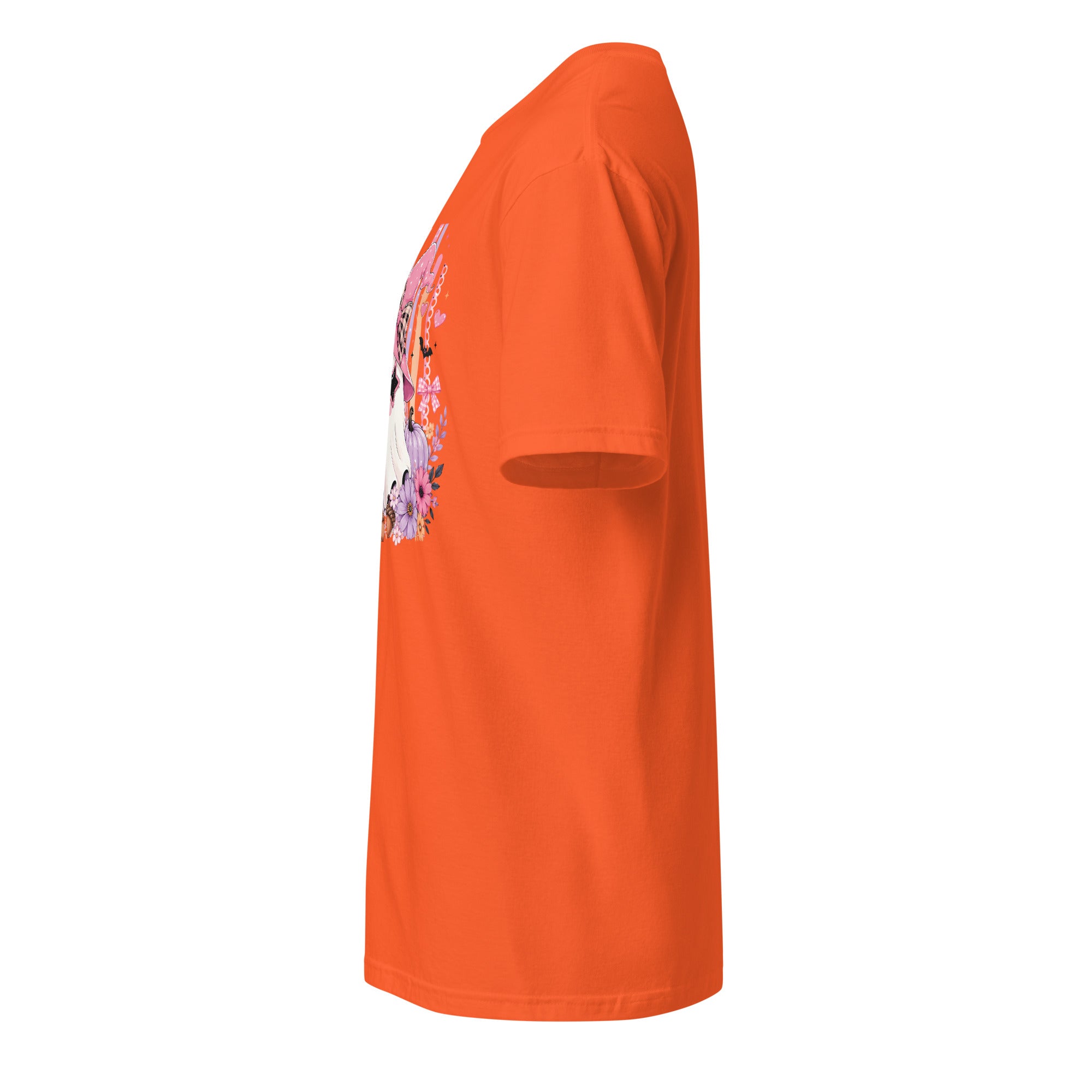 Left view of a black t-shirt against a white background
