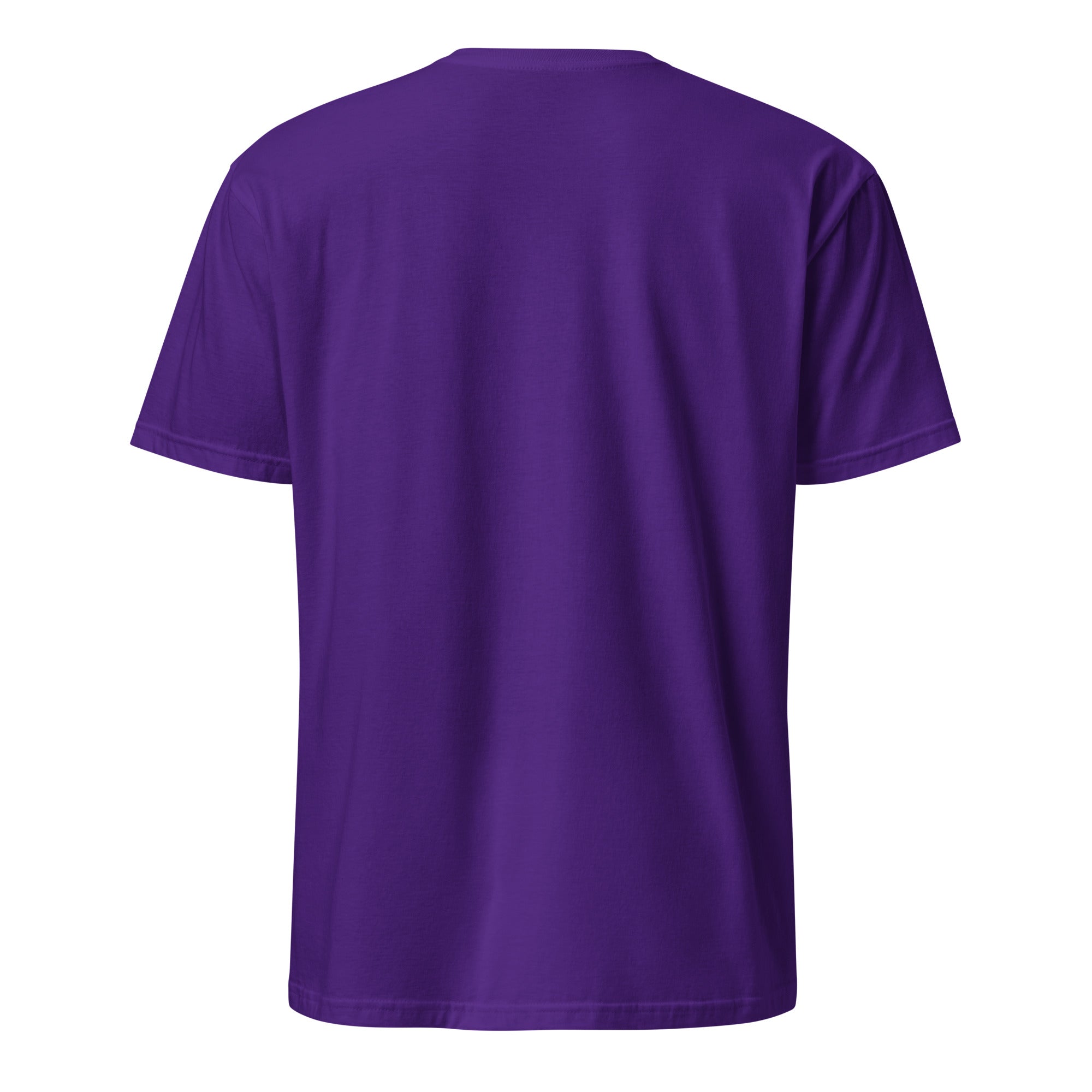 Purple t-shirt back on a white background