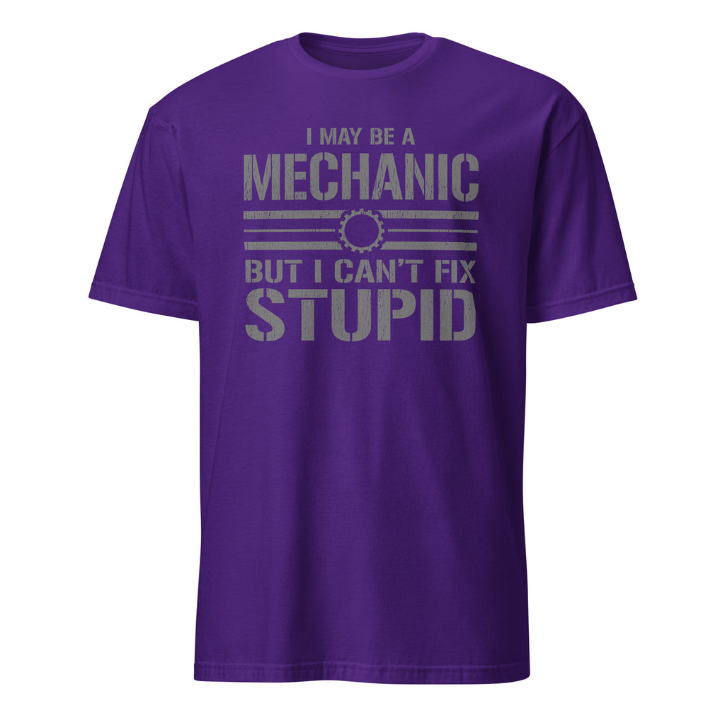 Purple Mechanic t-shirt on a white background