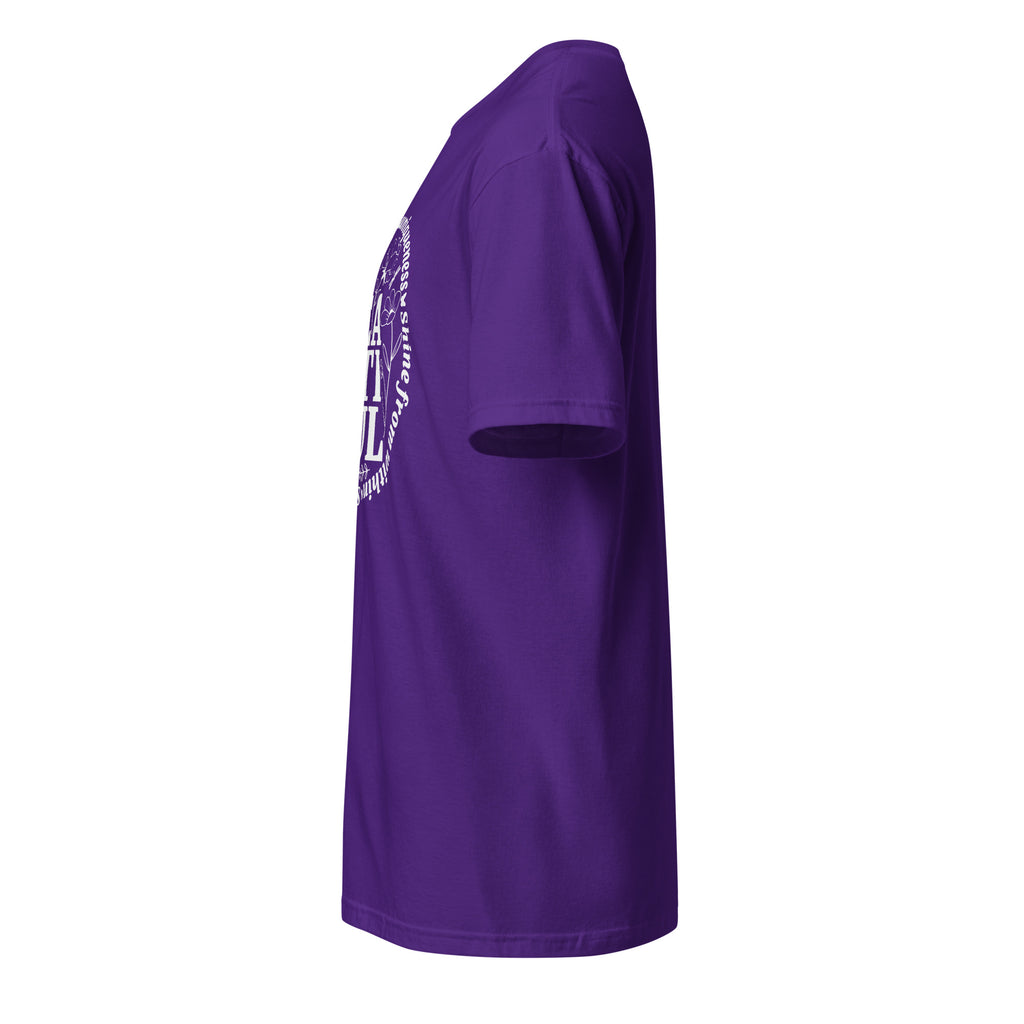 Plain Purple t-shirt left side on a white background